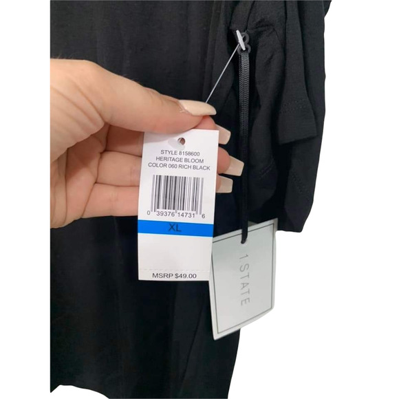 1.STATE Heritage Bloom Rich Black Cold Shoulder Top Size XL NEW - Picture 4 of 6